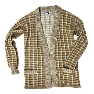 Vintage Knit Cardigan Grandpa College Women’s Small Brown Tan Sweater Professor